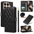 Xiaomi 15T Pro Luxury Quilted Wallet Case - Black