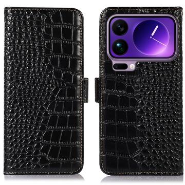 Xiaomi 17 Pro Crocodile Series Wallet Leather Case with RFID - Black