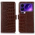 Xiaomi 17 Pro Crocodile Series Wallet Leather Case with RFID - Brown