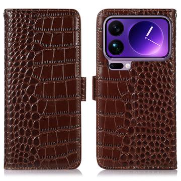 Xiaomi 17 Pro Crocodile Series Wallet Leather Case with RFID - Brown