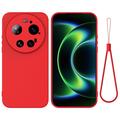 Xiaomi 17 Ultra Liquid Silicone Case with Hand Strap - Red