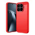 Xiaomi 17T Brushed TPU Case - Carbon Fiber - Red