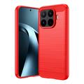 Xiaomi 17T Pro Brushed TPU Case - Carbon Fiber - Red