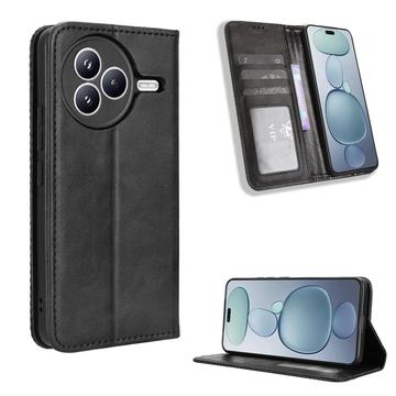 Xiaomi Civi 5 Pro Retro Wallet Case with Magnetic Closure - Black