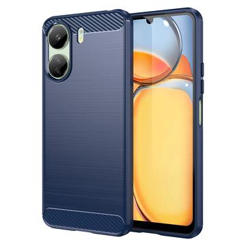 Xiaomi Poco C65/Redmi 13C Brushed TPU Case - Carbon Fiber - Blue