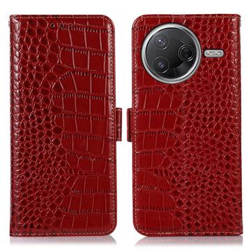 Xiaomi Poco F7 Pro Crocodile Series Wallet Leather Case with RFID - Red