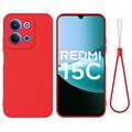 Xiaomi Redmi 15C Liquid Silicone Case with Hand Strap - Red