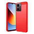 Xiaomi Redmi A7 Pro Brushed TPU Case - Carbon Fiber - Red