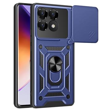 Xiaomi Redmi K70/K70 Pro/Poco F6 Pro Rotary Ring Hybrid Case with Camera Shield - Blue