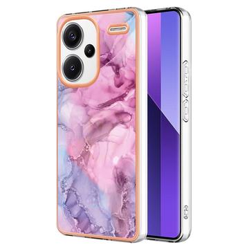 Xiaomi Redmi Note 13 Pro+ Marble Pattern Electroplated IMD TPU Case - Blue / Pink