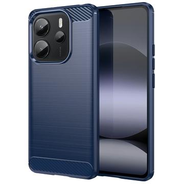 Xiaomi Redmi Note 14 4G Brushed TPU Case - Carbon Fiber - Blue