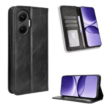 Xiaomi Redmi Turbo 4 Pro Retro Wallet Case with Magnetic Closure - Black