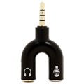 Y-shape 3.5mm / Headphones & Microphone Audio Adapter - Black
