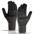 Y0046 1 Pair Men Winter Knitted Windproof Warm Gloves Touchscreen Texting Mittens with Elastic Cuff - Dark Grey