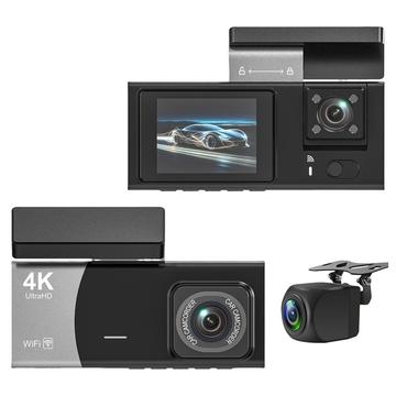 Y08 4K Triple-Lens Dash Cam with G-Sensor, WiFi