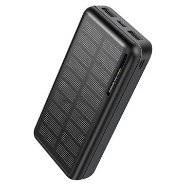 Solar Power Bank YD-818P - 2x USB-A, USB-C, 30000mAh - Black