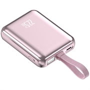 YM-1254 Mini Power Bank with Built-In Cable - 20000mAh