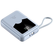 YM-1422 Mini Power Bank 20000mAh - USB-C, Lightning Cables - Blue