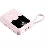 YM-1422 Mini Power Bank 20000mAh - USB-C, Lightning Cables - Pink