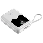 YM-1422 Mini Power Bank 20000mAh - USB-C, Lightning Cables - White