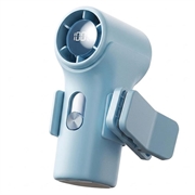 YS-G10 Clip-On Mini Handheld Fan with Digital Display - Blue