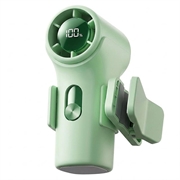 YS-G10 Clip-On Mini Handheld Fan with Digital Display - Green