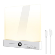 YSJ-019 Plus Clear Acrylic LED Bedside Lamp - Type-C Charging - White