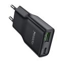 Yesido YC112 20W Dual-Port Fast Charger - USB-C/USB-A - Black