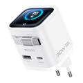 Yesido YC123 70W GaN Fast Charger - TFT Display, 2x USB-C, USB-A, 70cm USB-C Cable - White