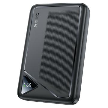 Yesido YP82 10000mAh Power Bank with Digital Display - 22.5W, 2x USB-A, USB-C - Black