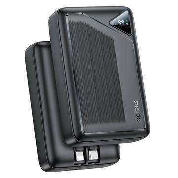 Yesido YP85 20000mAh Power Bank with Built-In Type-C & Lightning Cables - 22.5W - Black