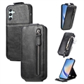 Samsung Galaxy A34 5G Zipper Pocket Vertical Flip Case - Black