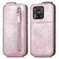 Zipper Pocket Xiaomi Redmi 10C Vertical Flip Case - Rose Gold