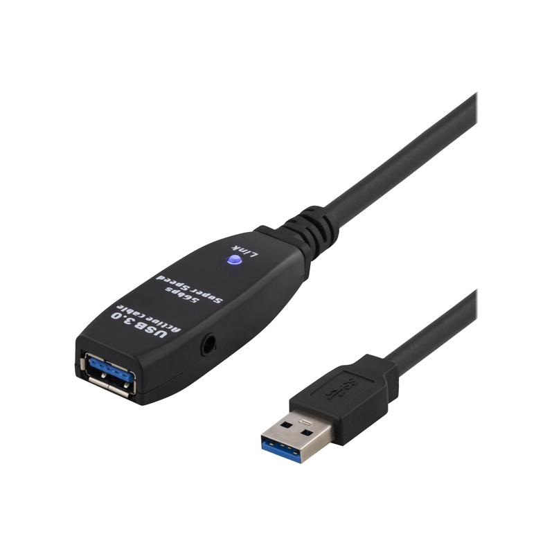 Deltaco Active USB 3.0 Extension Cable 5m Black