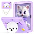 iPad 2022/2025 Cute Cat Hybrid Case with Kickstand - Light Purple