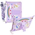 iPad 9.7 2017/2018 Cute Unicorn Case with Kickstand and Strap - Purple