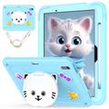 iPad Air 11 2024/2025 Cute Cat Hybrid Case with Kickstand - Light Blue