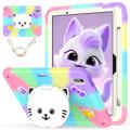 iPad Air 11 2024/2025 Cute Cat Hybrid Case with Kickstand - Purple / Colorful