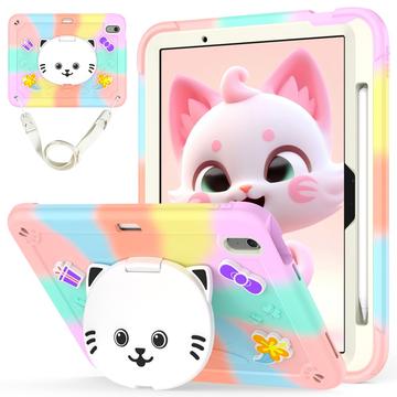 iPad Air 11 2024/2025 Cute Cat Hybrid Case with Kickstand - Rose Gold / Colorful
