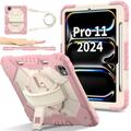 iPad Pro 11 2024/2025 Heavy Duty 360 Case with Hand Strap - Rose Gold