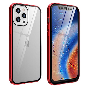 iPhone 12/12 Pro Magnetic Case with Tempered Glass - Red