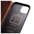 Qialino Classic iPhone 12/12 Pro Wallet Leather Case - Brown