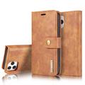 iPhone 12/12 Pro DG.Ming 2-in-1 Detachable Wallet Leather Case - Brown