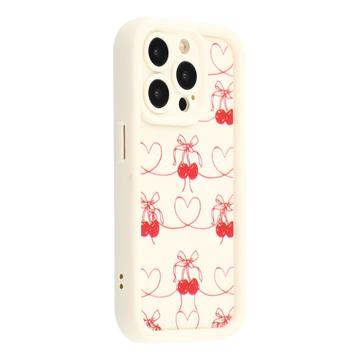 iPhone 12 Pro Stylish Shockproof TPU Case with Raised Edges - White / Bow-Tied Cherries