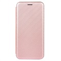 iPhone 13 Flip Case - Carbon Fiber - Rose Gold