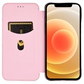 iPhone 13 Flip Case - Carbon Fiber - Rose Gold