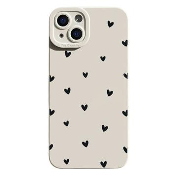 iPhone 13 Heart Pattern Slim TPU Case - White / Black