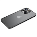 iPhone 13 Metal Bumper with Tempered Glass Back - Black