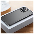 iPhone 13 Metal Bumper with Tempered Glass Back - Black