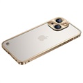 iPhone 13 Metal Bumper with Tempered Glass Back - Gold